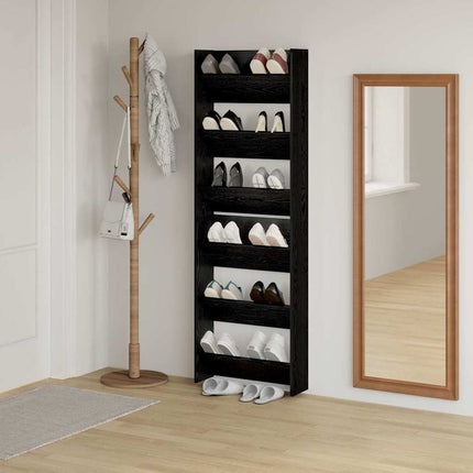 Skoskåp 2 pcs Svart Ek 60 x 18 x 90 cm Konstruerat trä