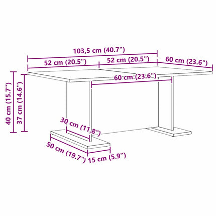Kaffeebord Gammalt trä 103.5 x 60 x 40 cm Konstruerat trä