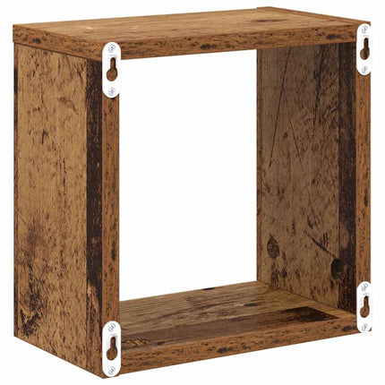 Vägg hyllor med hylla 4 pcs Gammalt trä Konstruerat trä