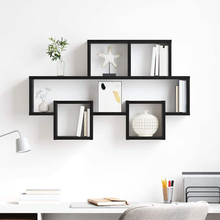 Vägg hylla med hylla Svart ek 82 x 15 x 51 cm Konstruerat trä