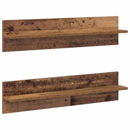 Vägg hylla 2 pcs Gammalt trä 80 x 11,5 x 18 cm Konstruerat trä