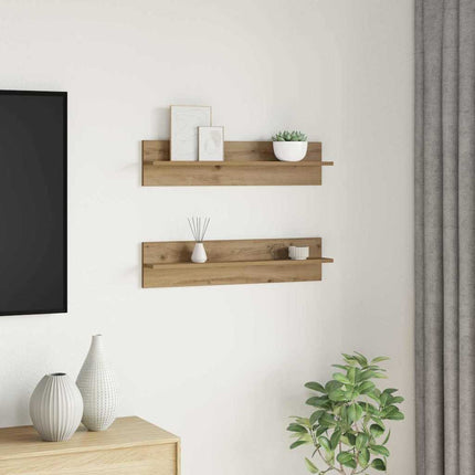 Vägg hylla 2 pcs Artisan Ek 80 x 11,5 x 18 cm Konstruerat trä