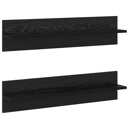 Vägg hylla 2 pcs Svart Ek 80 x 11,5 x 18 cm Konstruerat trä