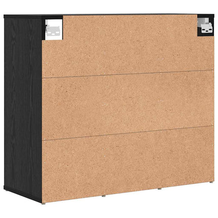 Skoskåp med hylla Svart Ek 77,5 x 30 x 67 cm Konstruerat trä