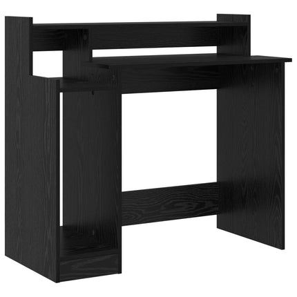 Skrivbord med hylla Svart Ek 97 x 45 x 90 cm Konstruerat trä