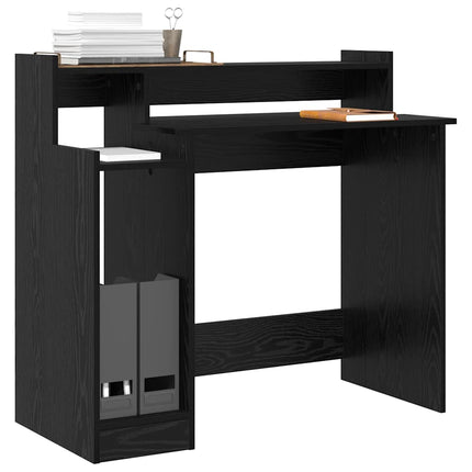 Skrivbord med hylla Svart Ek 97 x 45 x 90 cm Konstruerat trä