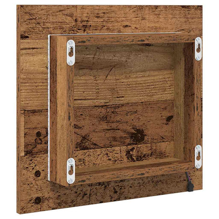 LED Badrumsspegel Gammalt trä 40 x 37 x 8.5 cm Konstruerat trä