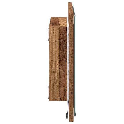 LED Badrumsspegel Gammalt trä 40 x 37 x 8.5 cm Konstruerat trä