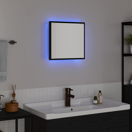 LED Badrumsspegel Svart Ek 40 x 37 x 8.5 cm Konstruerat trä