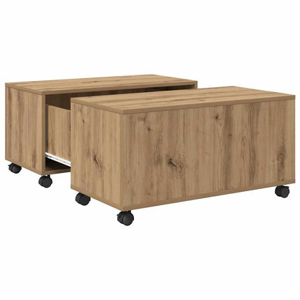 Kaffeebord med låda Artisan Ek 75 x 75 x 38 cm Konstruerat trä