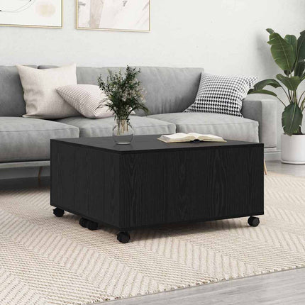 Kaffeebord med låda Svart Ek 75 x 75 x 38 cm Konstruerat trä