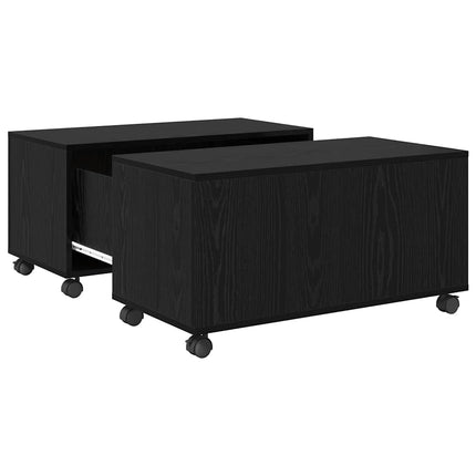 Kaffeebord med låda Svart Ek 75 x 75 x 38 cm Konstruerat trä