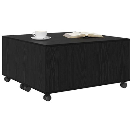 Kaffeebord med låda Svart Ek 75 x 75 x 38 cm Konstruerat trä
