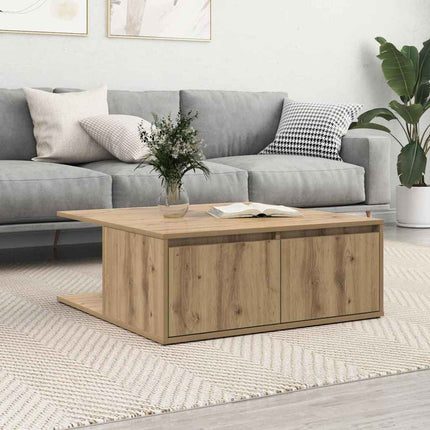 Kaffeebord med låda artisan ek 80 x 80 x 31 cm Konstruerat trä
