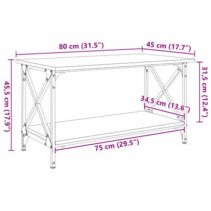 Kaffeebord Svart ek 80 x 45 x 45.5 cm Konstruerat trä