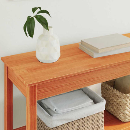 Konsolbord med hylla Vaxbrun 110 x 40 x 75 cm Massivt furu