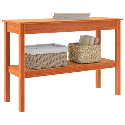 Konsolbord med hylla Vaxbrun 110 x 40 x 75 cm Massivt furu