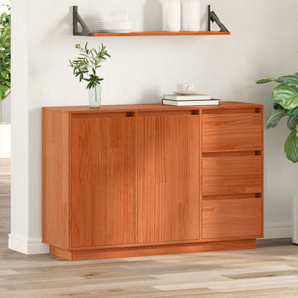Sideboard med låda Brun Ek 111 x 34 x 75 cm Massiv furu