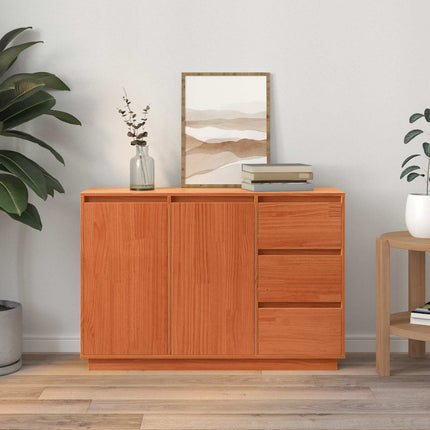Sideboard med låda Brun Ek 111 x 34 x 75 cm Massiv furu