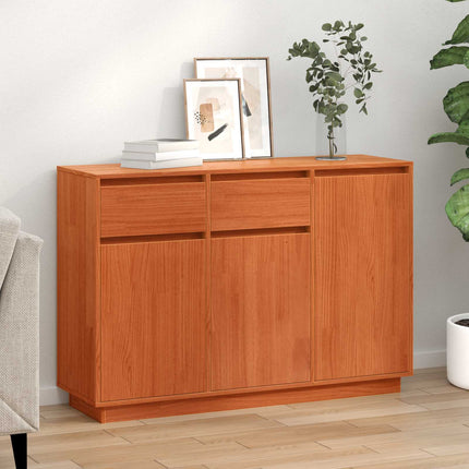 Sideboard med låda Vaxbrun 110 x 34 x 75 cm Massiv furu