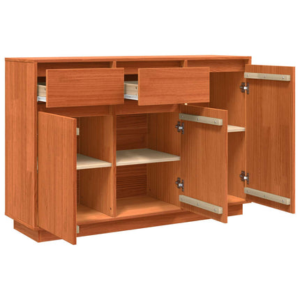 Sideboard med låda Vaxbrun 110 x 34 x 75 cm Massiv furu