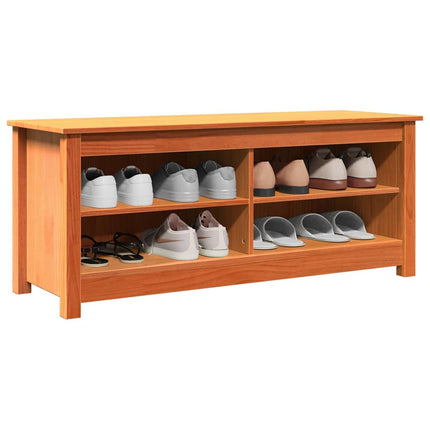 Förvaringsbänk med hylla Vaxbrun 110 x 38 x 45,5 cm Massiv furu