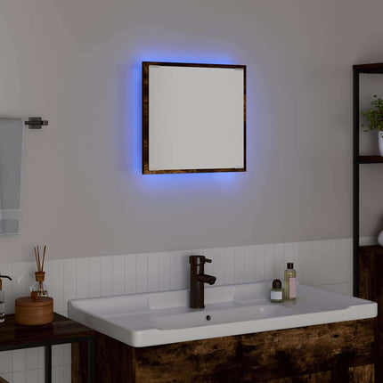 LED Badrumsspegel Rökt ek 40 x 37 x 8.5 cm Konstruerat trä