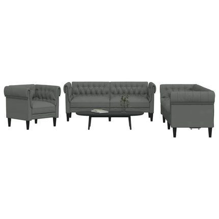 Vardagsrumsoffa 3 pcs Mörkgrå 201,5 x 74,5 x 74,5 cm tyg