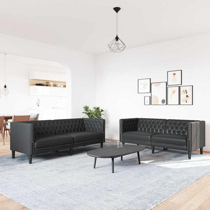 Vardagsrumsoffa 2 pcs Svart 194 x 74,5 x 70,5 cm Konstläder
