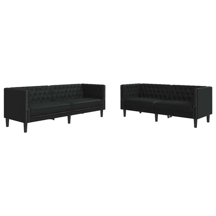 Vardagsrumsoffa 2 pcs Svart 194 x 74,5 x 70,5 cm Konstläder