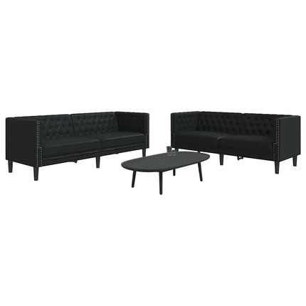 Vardagsrumsoffa 2 pcs Svart 194 x 74,5 x 70,5 cm Konstläder