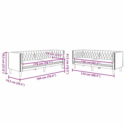 Vardagsrumsoffa 2 pcs Svart 194 x 74,5 x 70,5 cm Konstläder