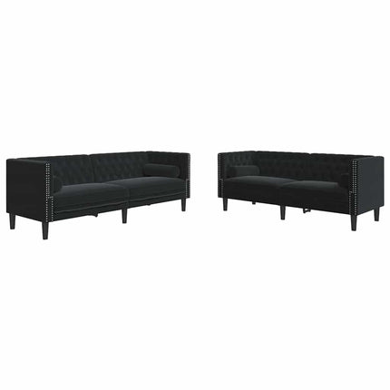 Vardagsrumsoffa 2 pcs Svart 194 x 74,5 x 70,5 cm Sammet