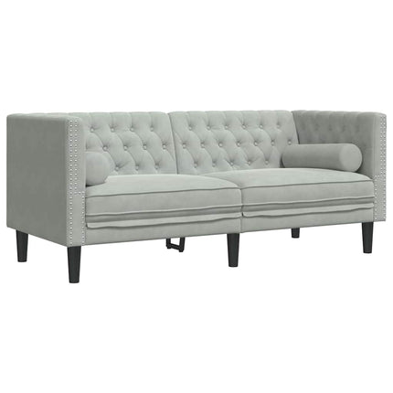 Vardagsrumsoffa 3 pcs Ljusgrå 194 x 74,5 x 70,5 cm Sammet