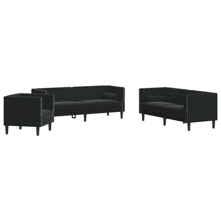 Vardagsrumsoffa 3 pcs Svart 194 x 74,5 x 70,5 cm Sammet