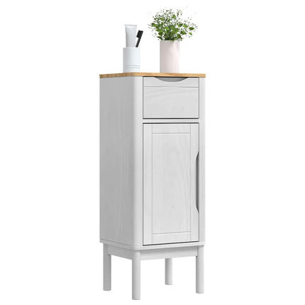 Badrumsskåp med låda FLORO Vit 35 x 30 x 90 cm Massiv furu