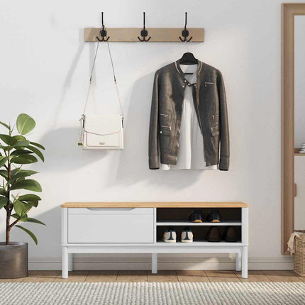 Hallbänk med låda FLORO Vit 115 x 40 x 45 cm Massiv furu