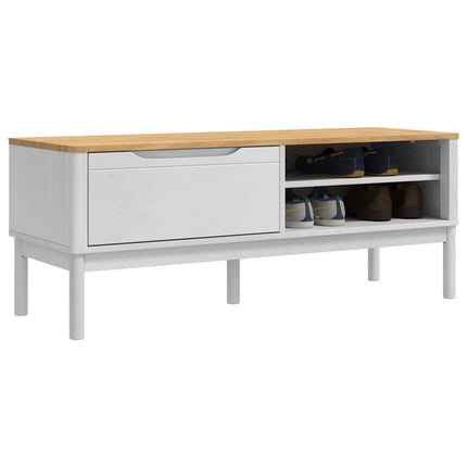 Hallbänk med låda FLORO Vit 115 x 40 x 45 cm Massiv furu