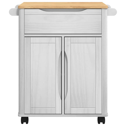 Köksvagn FLORO Vit 72,5 x 45 x 80 cm Massiv furu