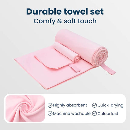 Sporthandduk Set 2 st Rosa 50 x 30 cm, 200 x 100 cm
