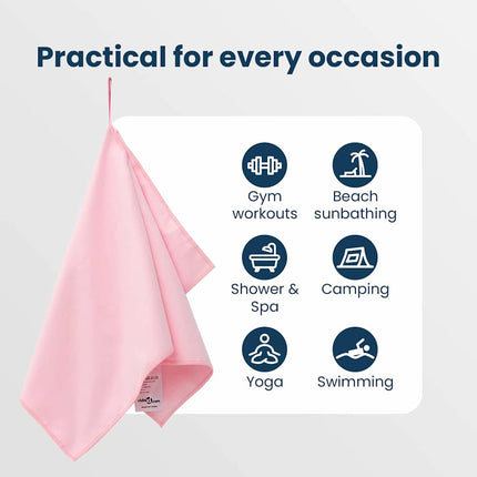 Sporthandduk Set 2 st Rosa 50 x 30 cm, 200 x 100 cm