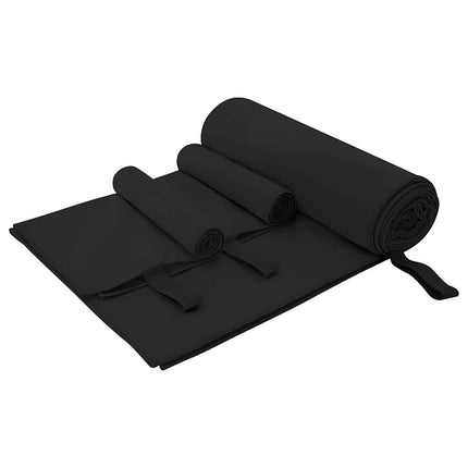 Sporthandduk Set 3 pcs Svart Polyester och polyamid