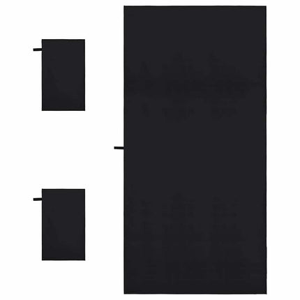 Sporthandduk Set 3 pcs Svart Polyester och polyamid