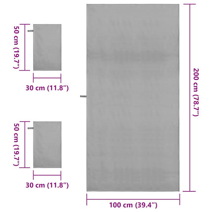 Sporthandduk Set 3 pcs Mörkgrå Polyester och polyamid