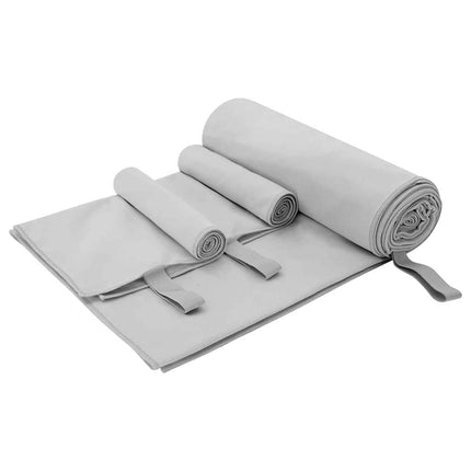 Sporthandduk Set 3 st Grå 210 x 100 cm