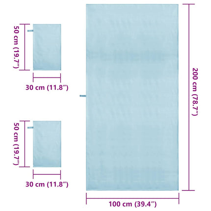 Sporthandduk Set 3 pcs Blå Polyester och polyamid