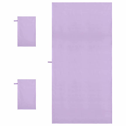 Sporthandduk Set 3 pcs Lila Polyester och polyamid