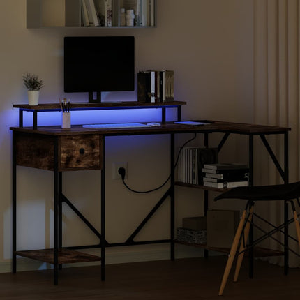 Skrivbord med låda Rökt ek 120 x 79 x 86,5 cm Konstruerat trä
