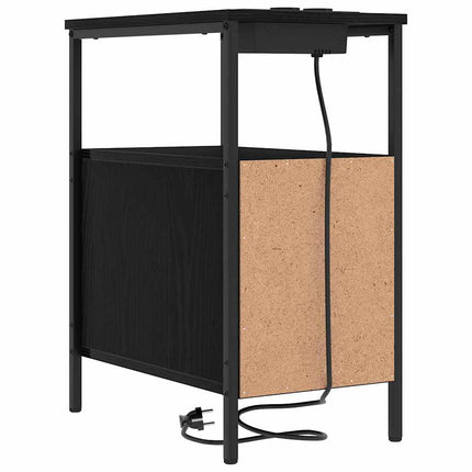 Nattduksbord 2 pcs Svart Ek 30 x 48 x 61 cm Konstruerat trä