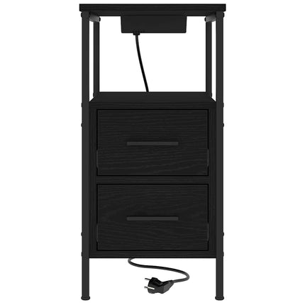Nattduksbord 2 pcs Svart Ek 30 x 48 x 61 cm Konstruerat trä